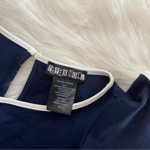 ASOS Paper Doll Navy Ruffle Sleeve Bodycon Stretch Dress S - Picture 5 of 5